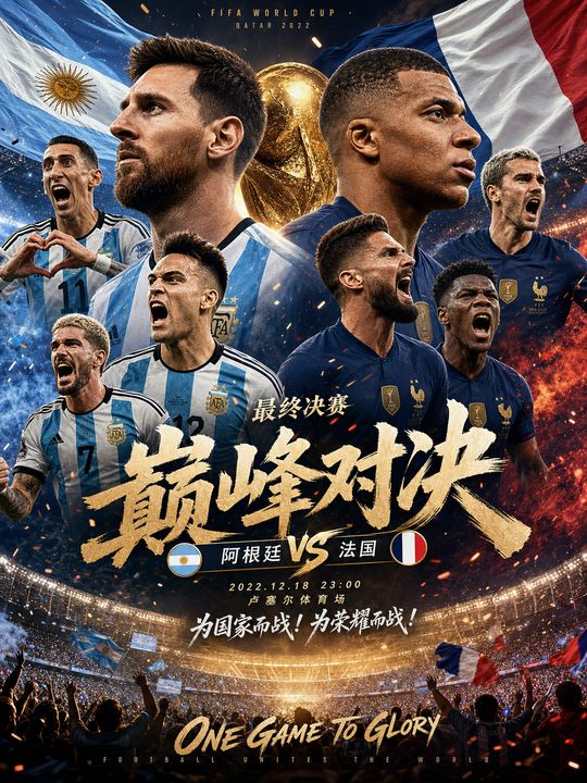 世界杯决赛：阿根廷 vs 法国 · 巅峰对决