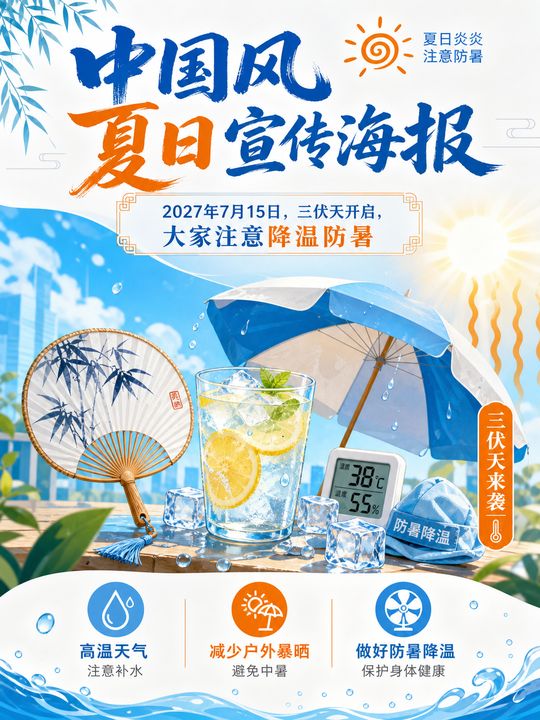 三伏天降温防暑提醒